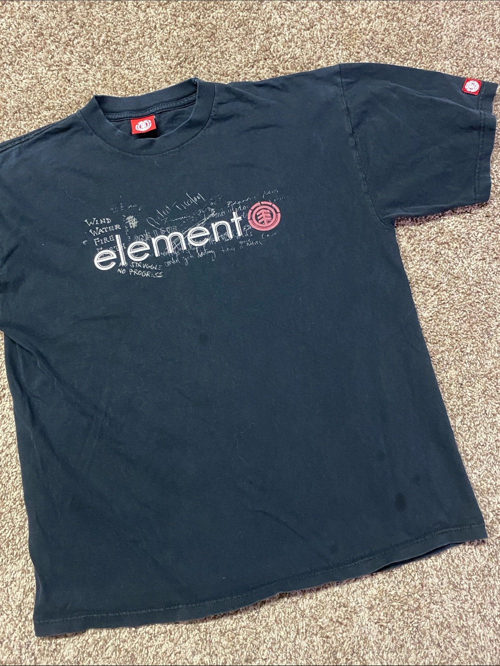 Element Black Short Sleeve Tee with Red Accent Size Large - Stained - 1496